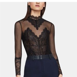BCBGMAXAZRIA Black Lace Bodysuit xxs